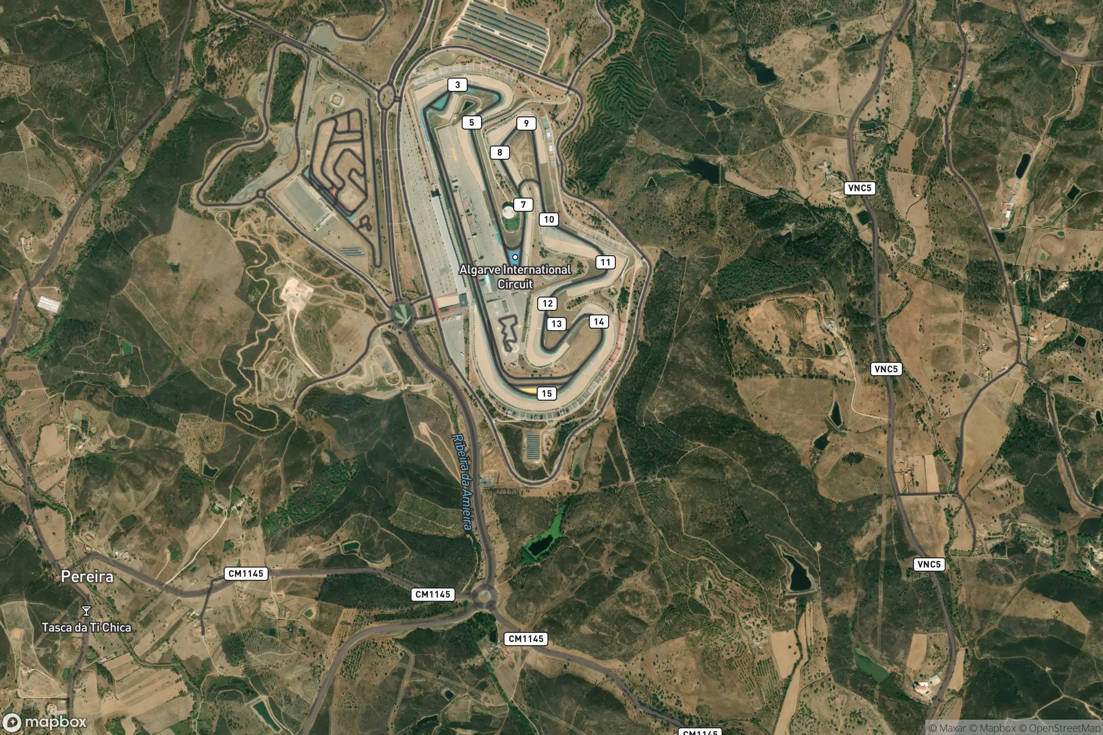 Vue satellite du circuit Autódromo Internacional do Algarve